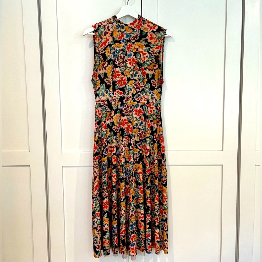 Zara Sleeveless High Neck Floral Swing Dress
